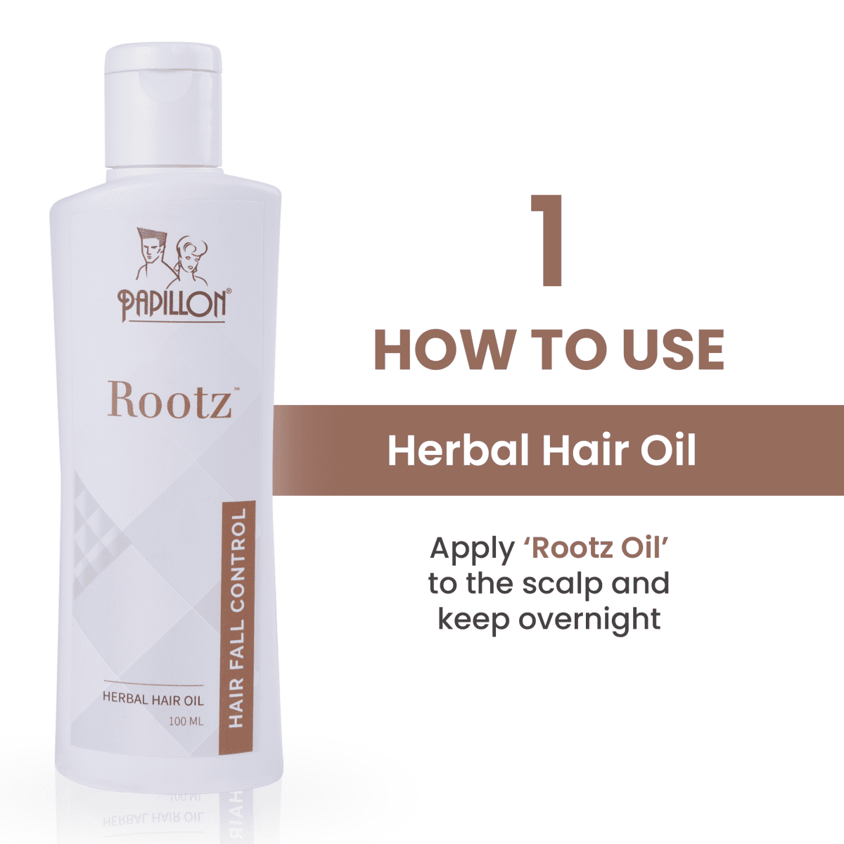 Papillon Rootz Herbal Hair Oil for Hair Fall Control - 100ml - Image 3