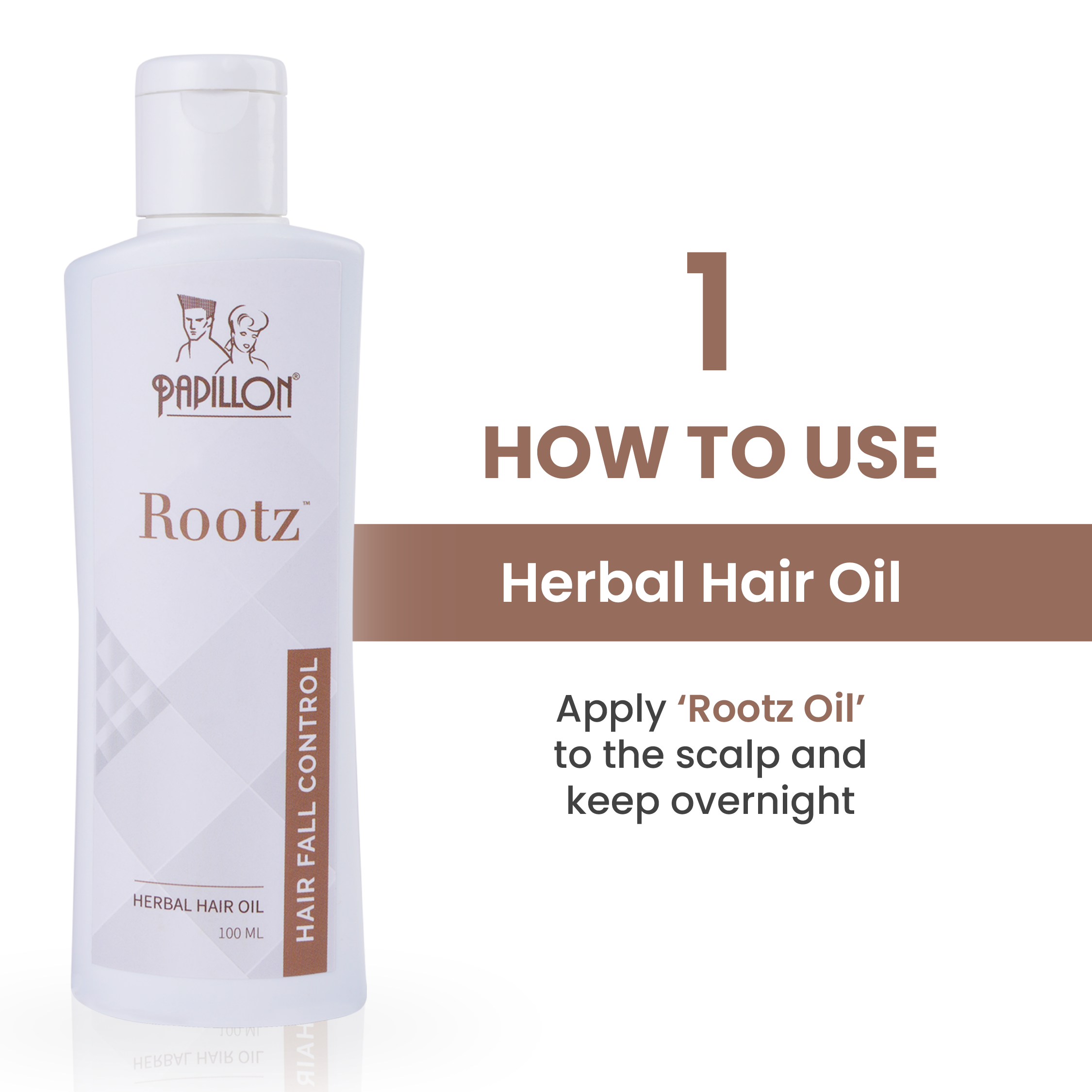 Papillon Rootz Herbal Hair Oil for Hair Fall Control - 100ml - Papillon Hair  World